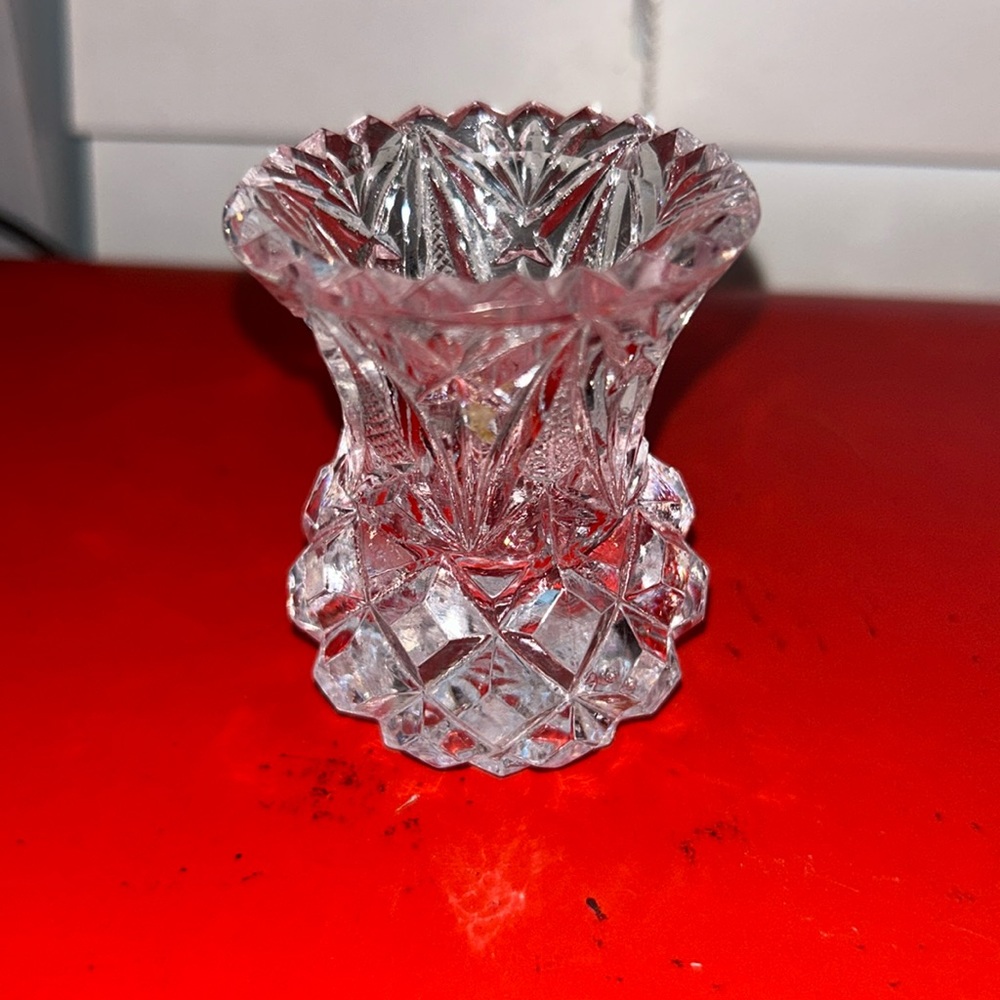 crystal bud‎ vase toothpick West Germany 2.25”